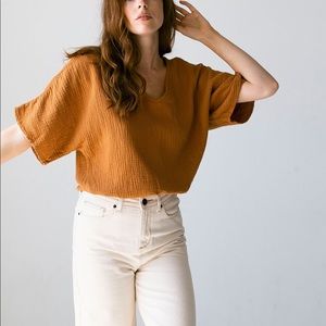 Shop Suunday gauze dolman top in meerkat